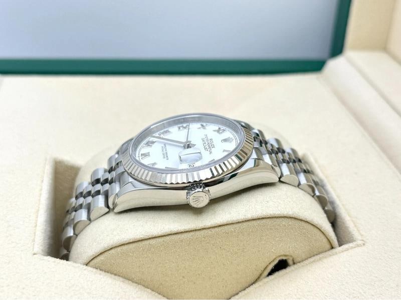 Rolex Datejust 126234 36mm White Roman Dial 18K Gold Bezel Steel Box Paper 2021 - 4