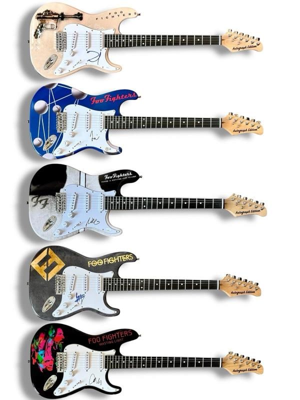 FOO FIGHTERS Signed Guitar SET OF 5! JSA COA Dave Grohl Taylor Hawkins Smear +2: Industry: Music,Signed: Yes,Autograph Authentication: James Spence (JSA),Object Type: Guitar & Guitar Pick,Original/Reproduction: Original,Country of Origin: United States