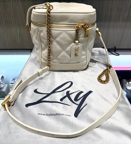 Saint Laurent 80's Vanity Shoulder Bag Blanc Vintage Quilted Calfskin (2020): Condition: Pre-owned - Good,Brand: Saint Laurent,Department: Women,Exterior Color: Blanc Vintage,Style: Shoulder Bag,Exterior Material: Calfskin,Country of Origin: Italy Inspired by vintage vanity