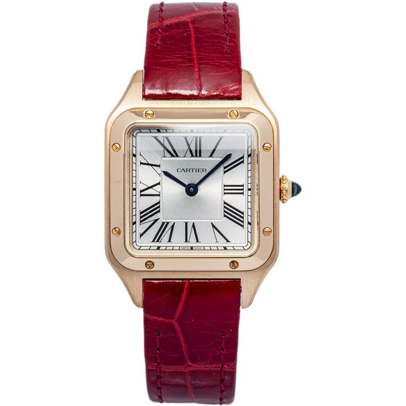 Cartier Santos Dumont WGSA0022 18k Rose White Dial Quartz Women's Watch 28mm: Condition: Pre-owned - Good: This item has been gently used but is in good condition. It might have a few signs ... Read moreabout the conditionPre-owned - Good: This item has been gently used but is