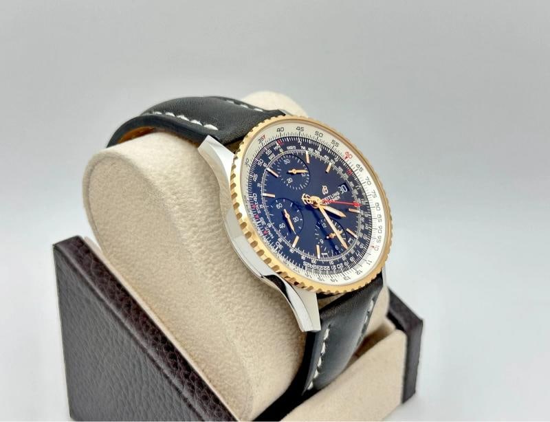 Breitling Navitimer U13324 41mm Black Dial 18K Rose Gold Steel Box Paper - 3