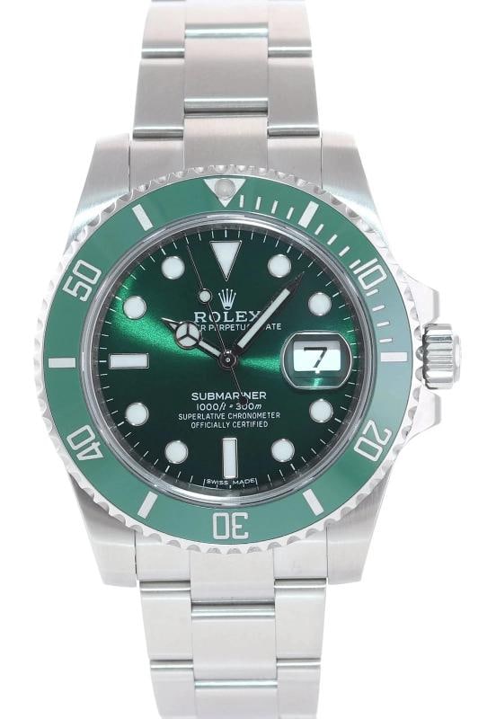 2013 MINT PAPERS Rolex Submariner Hulk Green Dial Ceramic 116610LV Steel Watch - 2