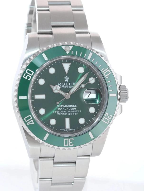 2013 MINT PAPERS Rolex Submariner Hulk Green Dial Ceramic 116610LV Steel Watch - 3
