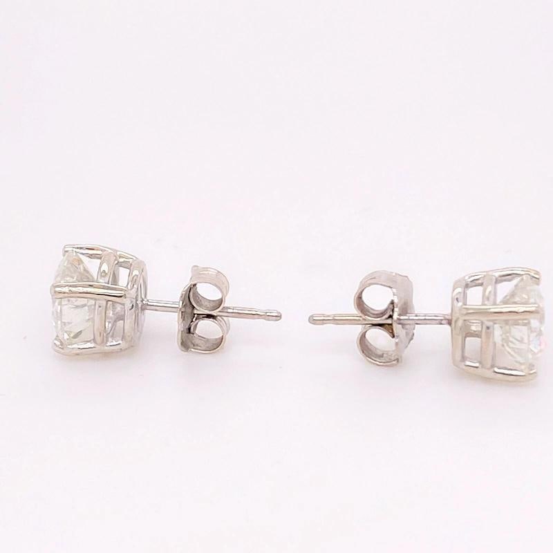 Round Brilliant Diamond Stud Earrings 14K White Gold - 5