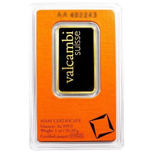 1 Troy oz Valcambi Suisse .9999 Fine Gold Bar Sealed In Assay - 2