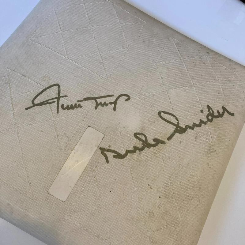 Willie Mays & Duke Snider Signed Vintage Baseball Base With JSA COA - 4
