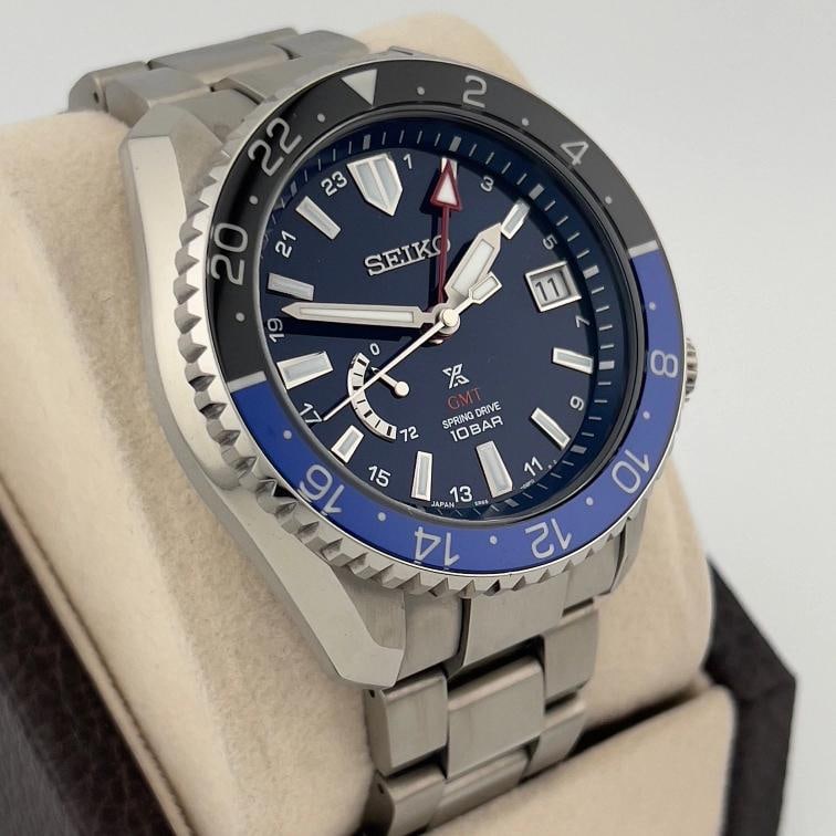 Seiko Prospex LX GMT Spring Drive SNR033 44.8mm Blue Black Titanium Box Papers - 5