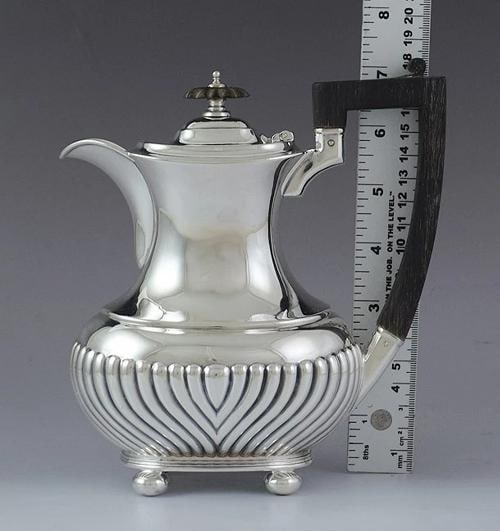 1896/1897 Fab English Sterling Silver 4pc Tea Set w/ Ribbed Design - 4