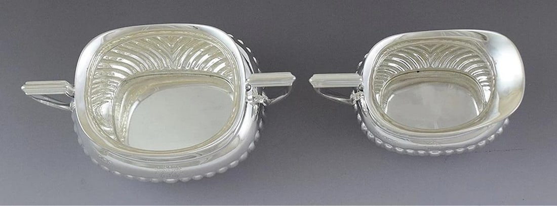 1896/1897 Fab English Sterling Silver 4pc Tea Set w/ Ribbed Design - 7