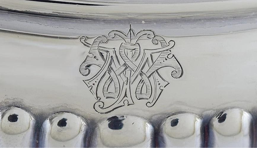 1896/1897 Fab English Sterling Silver 4pc Tea Set w/ Ribbed Design - 9