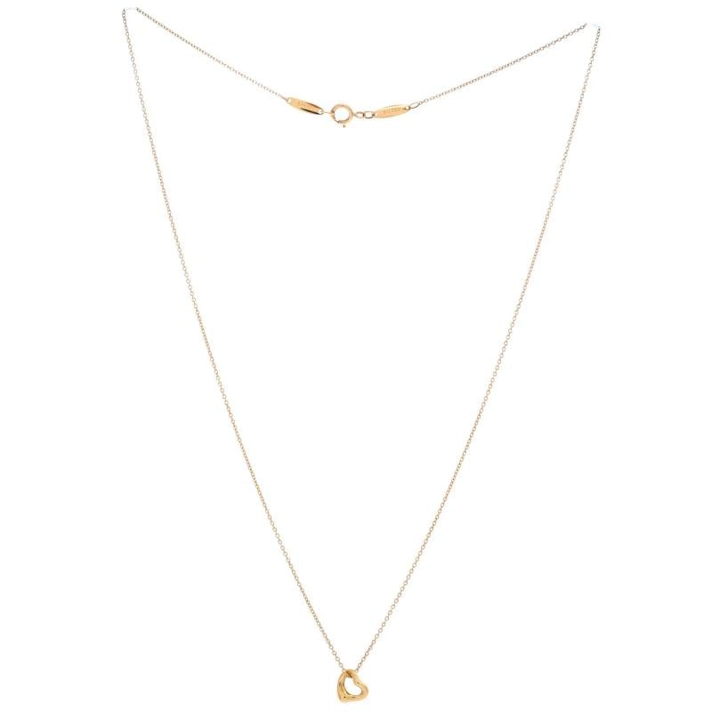 Tiffany & Co. Elsa Peretti Open Heart Pendant Necklace 18K Yellow Gold 7mm - 2