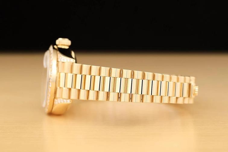 ROLEX PRESIDENT 69178 CHAMPAGNE ROMAN FACTORY MYRIAD DIAMOND 18K GOLD WATCH - 5