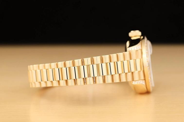 ROLEX PRESIDENT 69178 CHAMPAGNE ROMAN FACTORY MYRIAD DIAMOND 18K GOLD WATCH - 9
