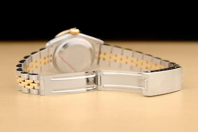 ROLEX LADIES DATEJUST 69173 BLACK DIAMOND RUBY 18K YELLOW GOLD STEEL WATCH - 10