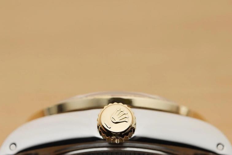 ROLEX LADIES DATEJUST 69173 BLACK DIAMOND RUBY 18K YELLOW GOLD STEEL WATCH - 9