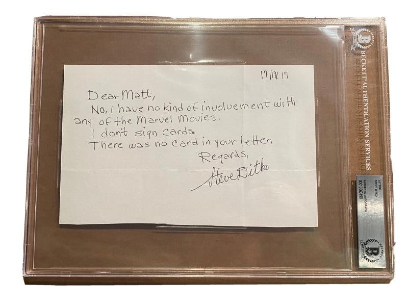 STEVE DITKO SPIDERMAN CREATOR SIGNED SLABBED ENCAPSULATED LETTER BECKETT COA BAS - 2