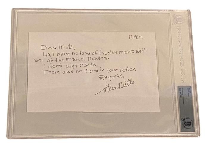 STEVE DITKO SPIDERMAN CREATOR SIGNED SLABBED ENCAPSULATED LETTER BECKETT COA BAS - 3