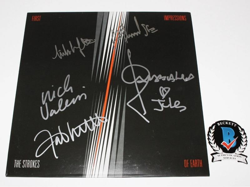 THE STROKES BAND SIGNED 'FIRST IMPRESSIONS OF EARTH' VINYL RECORD BECKETT COA x5: Signed: Yes,Industry: Music,Autograph Authentication: Beckett,Object Type: Record,Original/Reproduction: Original,Country of Origin: United States