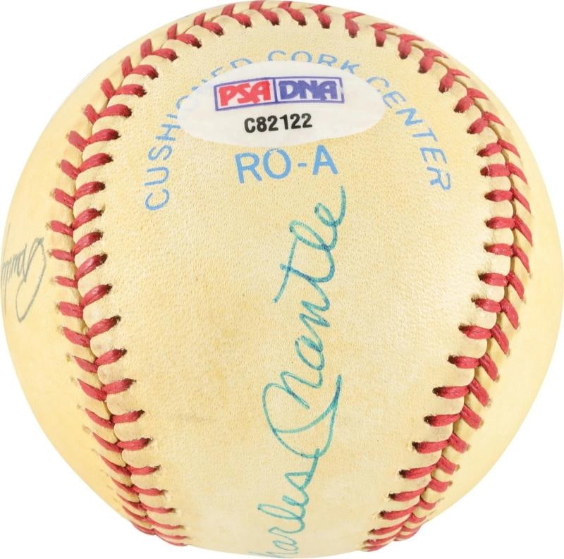 Mickey Charles Mantle Full Name Signed American League Baseball PSA DNA COA - 4