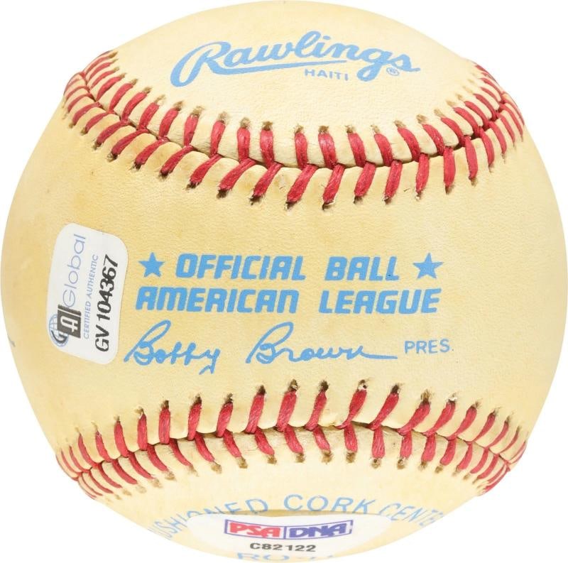 Mickey Charles Mantle Full Name Signed American League Baseball PSA DNA COA - 6