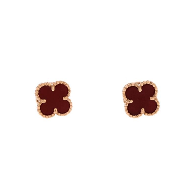 Van Cleef & Arpels Sweet Alhambra Stud Earrings 18K Rose Gold and Carnelian: Condition: Pre-owned - Good,Brand: Van Cleef & Arpels,Main Stone: Carnelian,Metal: 18K Rose Gold,Metal Purity: 18K,Style: Stud,Type: Earrings,Color: Rose Gold,Material: 18K Rose Gold, Carnelian