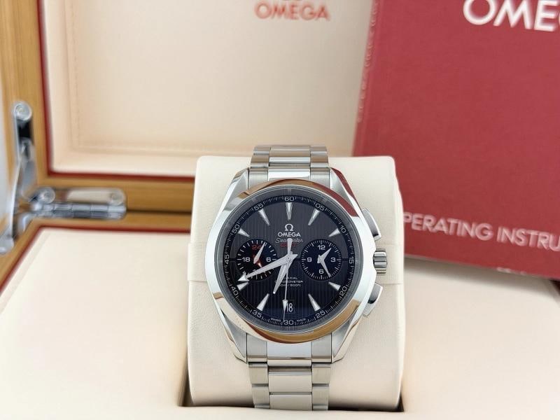 Omega Seamaster Aqua Terra GMT Chronograph 231.10.43.52.06.001 43mm Steel: Condition: Pre-owned - Excellent,Bezel Color: Silver,Dial Pattern: Teaked,Band/Strap: Bracelet,Case Color: Silver,Caseback: Exhibition,Department: Men,Watch Shape: Round,Style: Luxury,