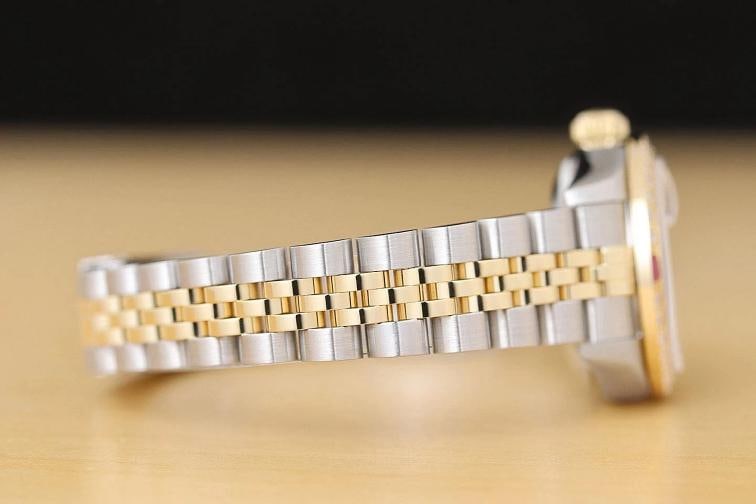 ROLEX LADIES DATEJUST 79173 WHITE DIAL 18K GOLD STEEL 2-TONE DIAMOND RUBY WATCH - 8