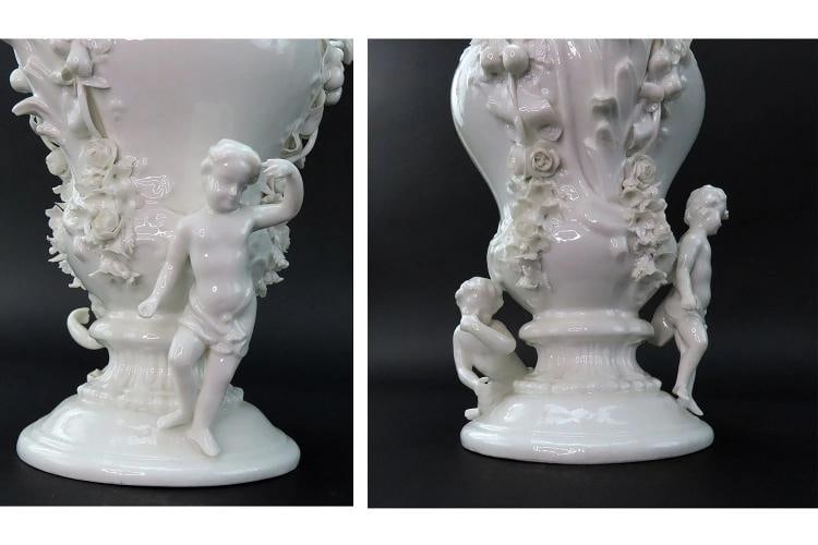 Impressive 18th C. Meissen Potpourri Urn Pierced Lidded Jar Flowers Putti Design - 6