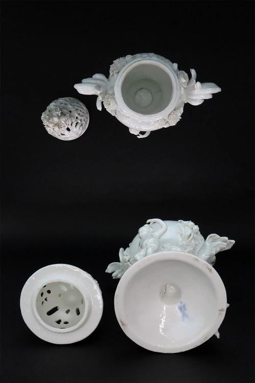 Impressive 18th C. Meissen Potpourri Urn Pierced Lidded Jar Flowers Putti Design - 7