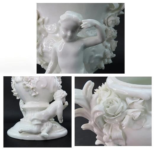 Impressive 18th C. Meissen Potpourri Urn Pierced Lidded Jar Flowers Putti Design - 9