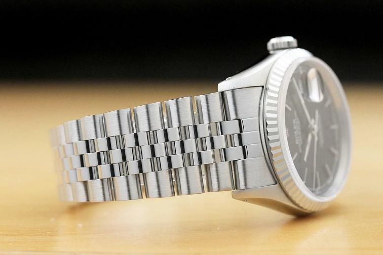 ROLEX MENS DATEJUST 16234 BLACK DIAL 18K WHITE GOLD STAINLESS STEEL WATCH - 6