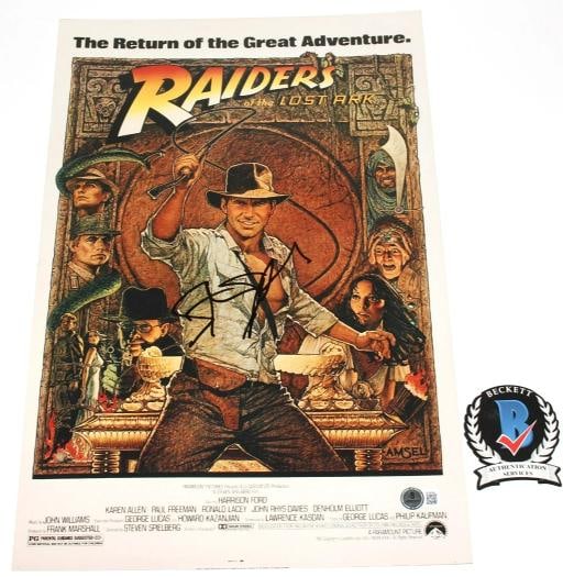 STEVEN SPIELBERG SIGNED RAIDERS OF THE LOST ARK POSTER BECKETT COA INDIANA JONES (1 of 4)