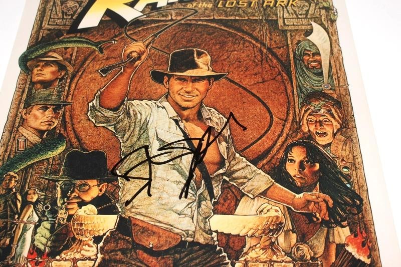 STEVEN SPIELBERG SIGNED RAIDERS OF THE LOST ARK POSTER BECKETT COA INDIANA JONES - 4