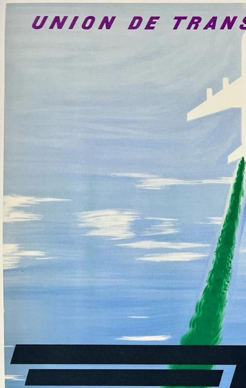 Original Vintage Poster UTA - UNION DES TRANSPORTS ARIENS Airline Travel LINEN - 2