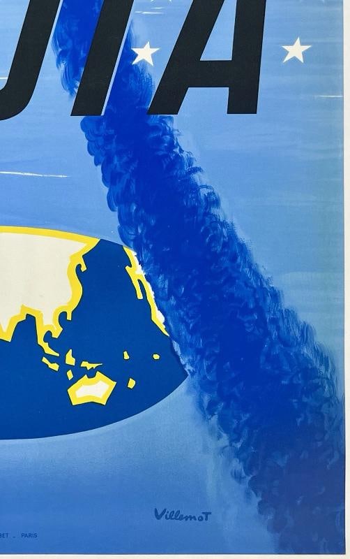 Original Vintage Poster UTA - UNION DES TRANSPORTS ARIENS Airline Travel LINEN - 5