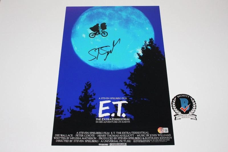 STEVEN SPIELBERG SIGNED 'E.T.' 12x18 MOVIE POSTER BECKETT COA ET DIRECTOR JAWS - 2