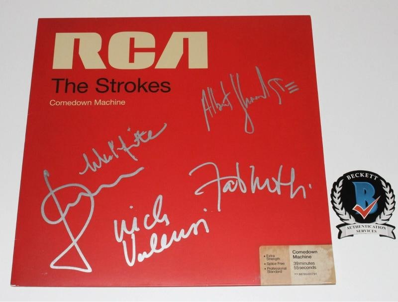 THE STROKES BAND SIGNED 'COMEDOWN MACHINE' ALBUM VINYL RECORD LP BECKETT COA x5 - 2