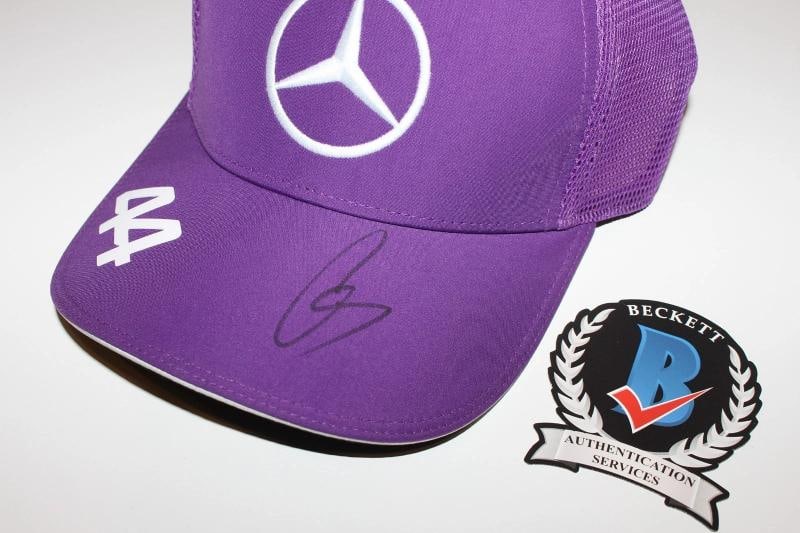 LEWIS HAMILTON SIGNED MERCEDES-BENZ FORMULA 1 TEAM HAT #44 F1 BECKETT COA BAS - 4