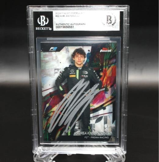 ANDREA KIMI ANTONELLI SIGNED 2024 TOPPS FINEST FORMULA 1 #22 ROOKIE CARD BECKETT - 2