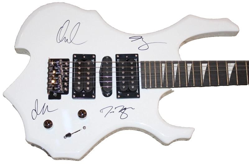 DISTURBED BAND SIGNED WHITE F/S FULL SIZE ELECTRIC GUITAR BECKETT BAS COA X4: Industry: Music,Signed: Yes,Autograph Authentication: Beckett,Object Type: Guitar & Guitar Pick,Original/Reproduction: Original,Country of Origin: United States