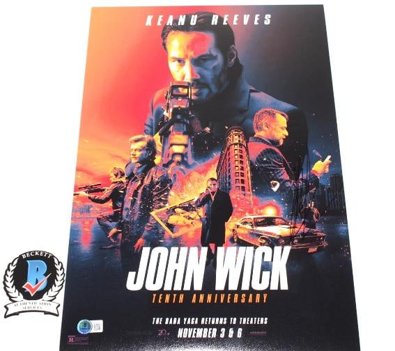 KEANU REEVES SIGNED 'JOHN WICK' 10th ANNIVERSARY 12x18 MOVIE POSTER BECKETT COA: Industry: Movies,Movie: John Wick,Signed by: Keanu Reeves,Signed: Yes,Autograph Authentication: Beckett,Object Type: Poster,Original/Reproduction: Original,Country of Origin: United States