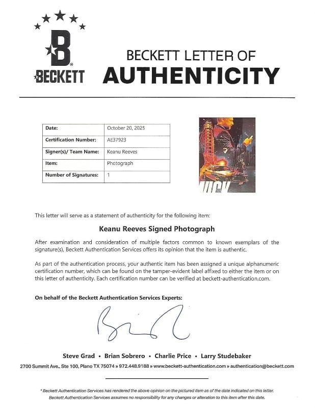 KEANU REEVES SIGNED 'JOHN WICK' 10th ANNIVERSARY 12x18 MOVIE POSTER BECKETT COA - 5