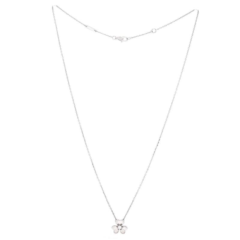 Van Cleef & Arpels Frivole Pendant Necklace 18K White Gold and Diamond Mini - 2