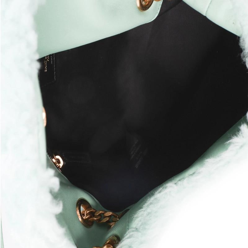 Saint Laurent Shearling Quilted Monogram Small Loulou Puffer Chain Satchel - 2