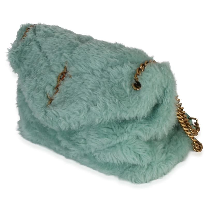 Saint Laurent Shearling Quilted Monogram Small Loulou Puffer Chain Satchel - 3