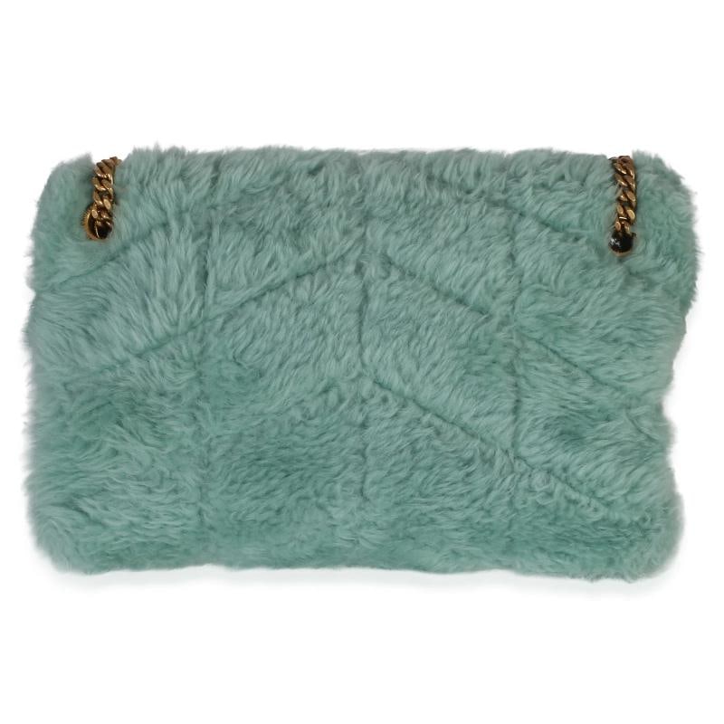 Saint Laurent Shearling Quilted Monogram Small Loulou Puffer Chain Satchel - 5