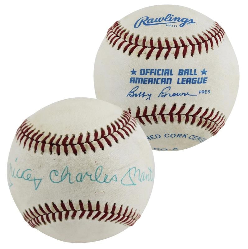 Yankees Mickey Charles Mantle Authentic Signed Oal Baseball PSA & BAS LOAs: Player: Mickey Charles Mantle,Product: Ball,Original/Reprint: Original,Autograph Authentication: PSA,Team: New York Yankees,PRODUCT_COA: PSA,PRODUCT_SIGNED_BY_NAME: Mickey Charles