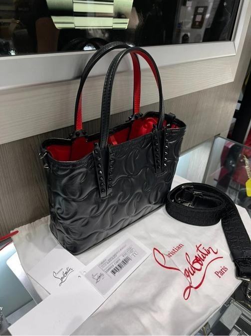 Christian Louboutin Nappa Embossed Mini East West Cabata Tote Black - 2