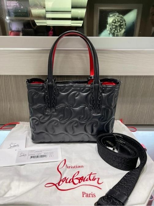 Christian Louboutin Nappa Embossed Mini East West Cabata Tote Black - 4