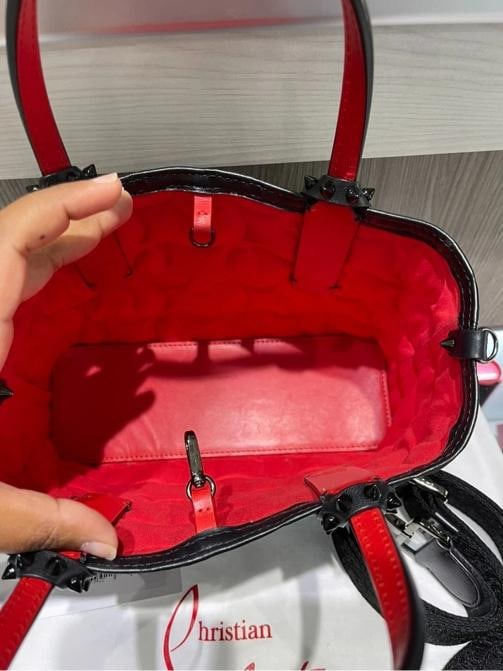 Christian Louboutin Nappa Embossed Mini East West Cabata Tote Black - 6